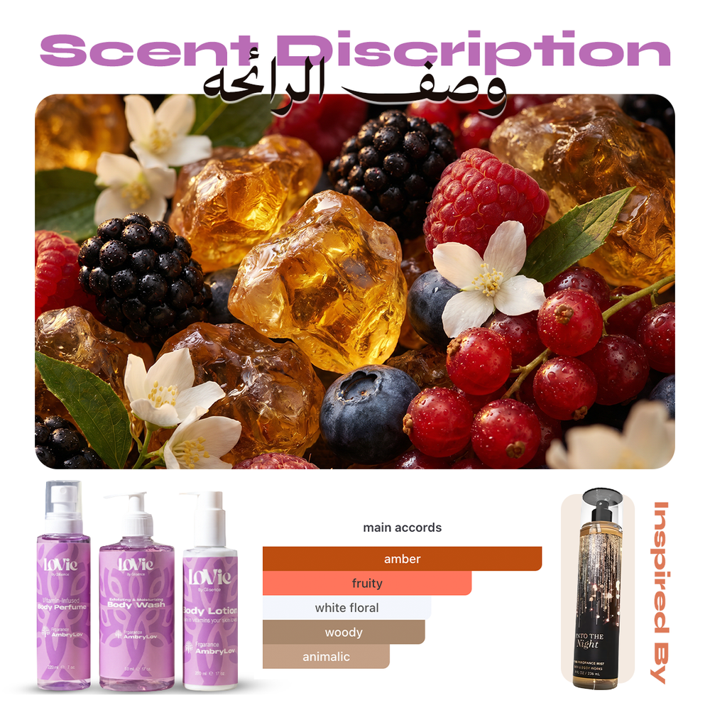 The Complete Lovie Routine in Amberlov — body wash, lotion and perfume mist